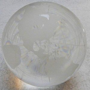4" Earth Globe World Map Crystal Glass Clear Paper